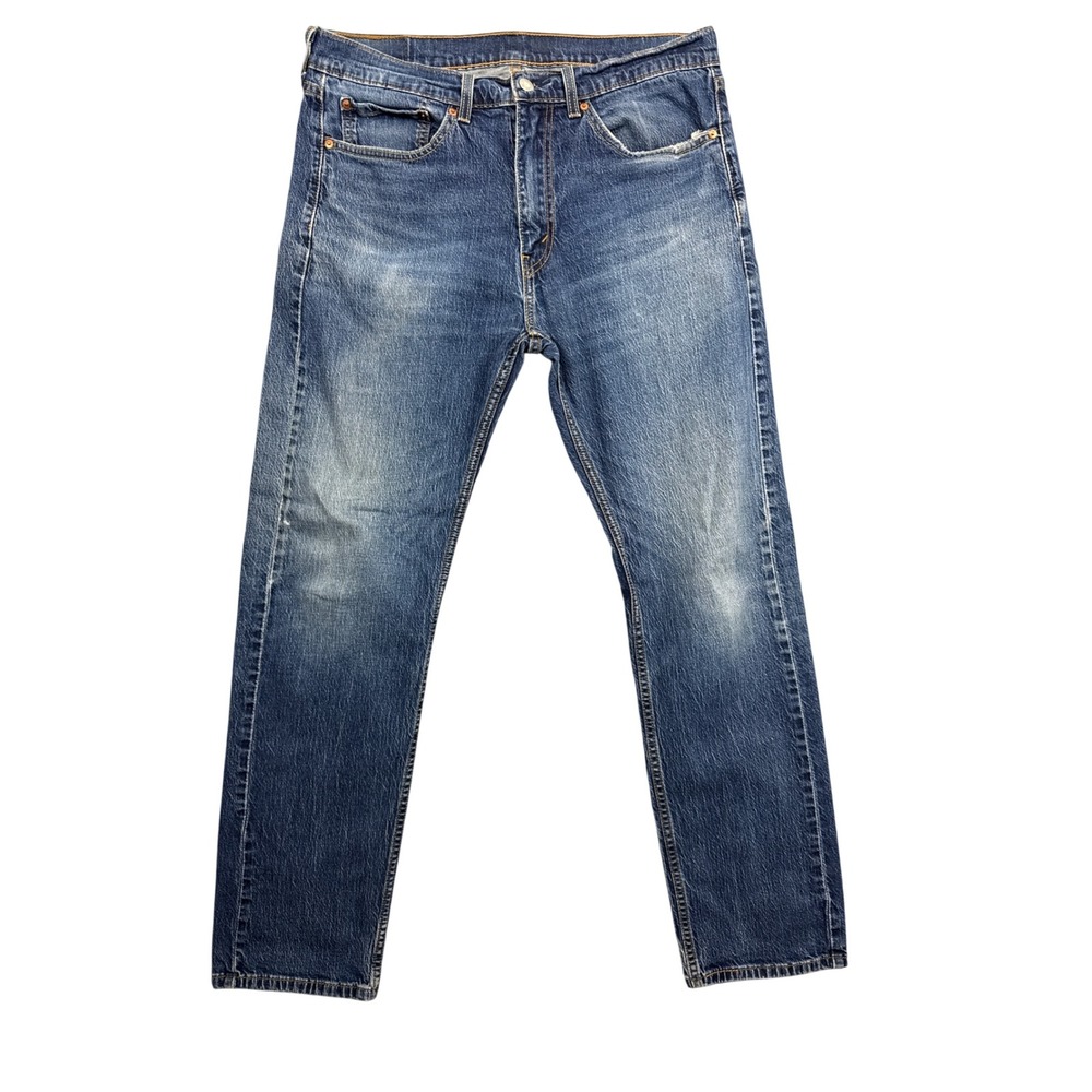 Levis 505 Regular Fit Straight Leg Blue Denim Jeans Mens 34x32 Medium Wash